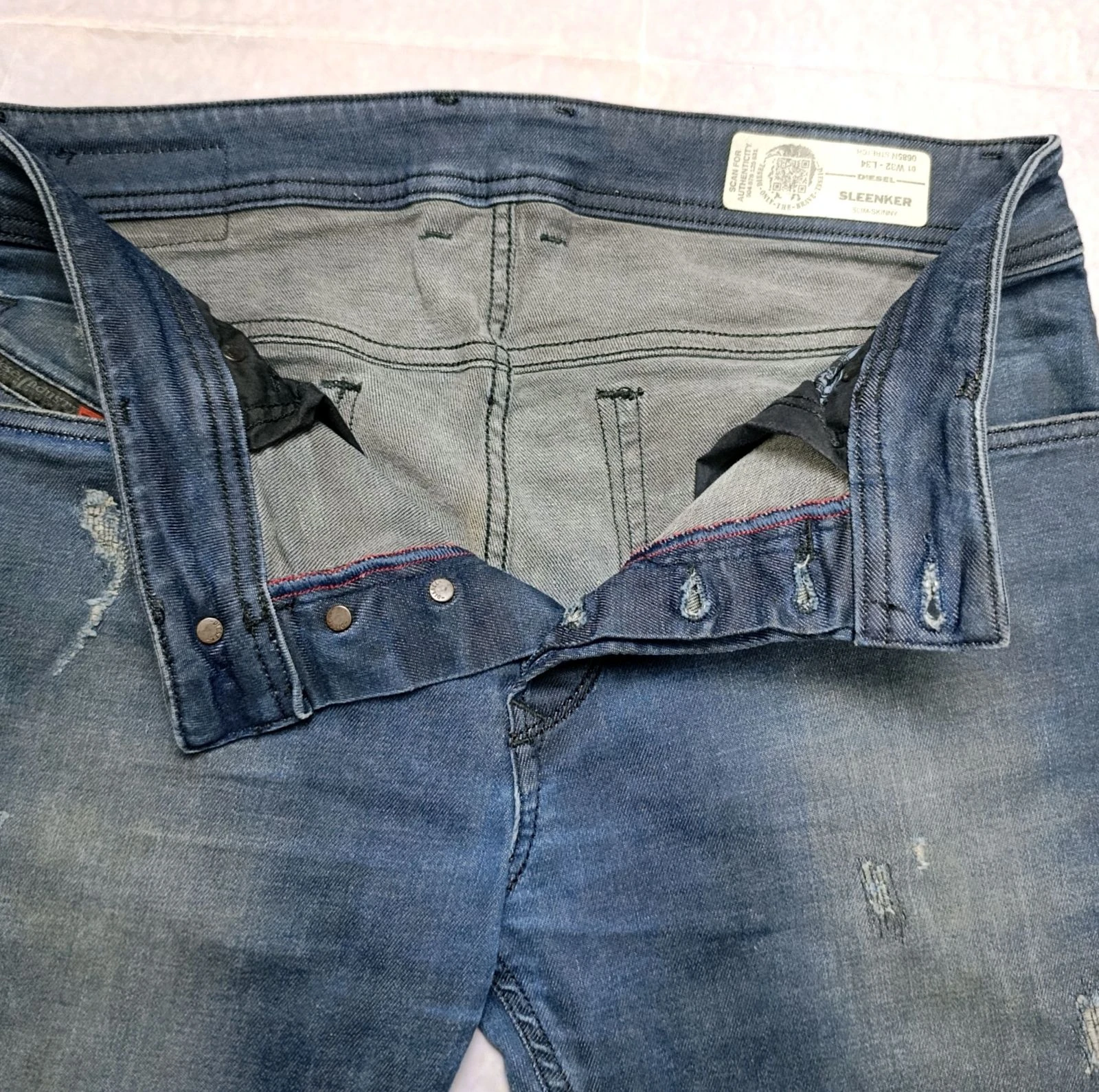 👖 Diesel Sleenker Slim Skinny Jeans W32 L34 Blue Distressed – photo 5